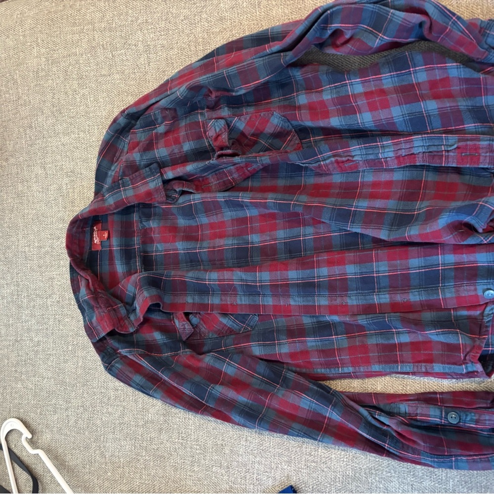 Arizona Jean Company Women's Plaid Shirt - Red and Blue